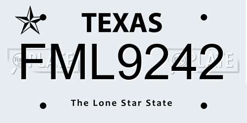 FML9242 Texas License Plate
