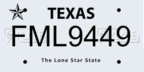 FML9449 Texas License Plate