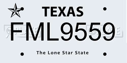 FML9559 Texas License Plate