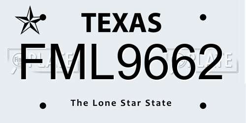 FML9662 Texas License Plate