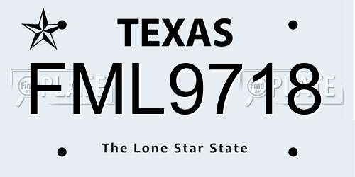 FML9718 Texas License Plate