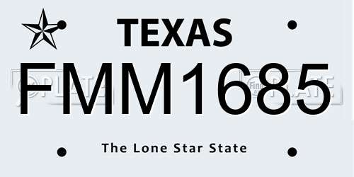 FMM1685 Texas License Plate