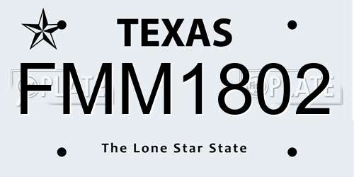 FMM1802 Texas License Plate