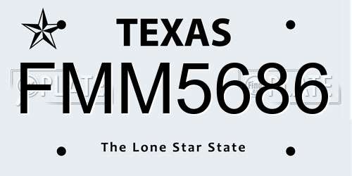 FMM5686 Texas License Plate