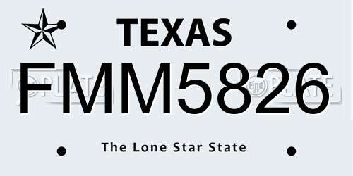 FMM5826 Texas License Plate