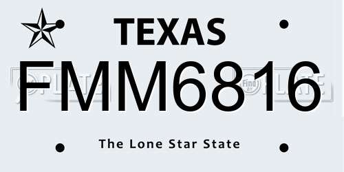 FMM6816 Texas License Plate