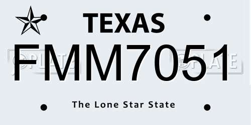 FMM7051 Texas License Plate