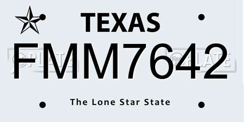 FMM7642 Texas License Plate