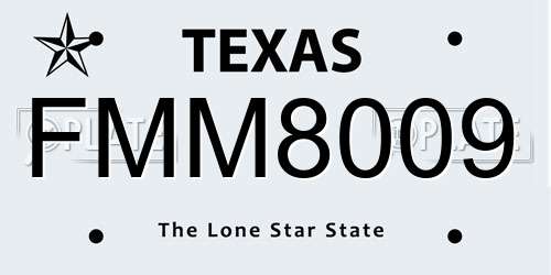 FMM8009 Texas License Plate