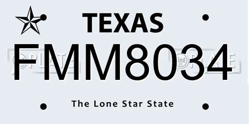 FMM8034 Texas License Plate