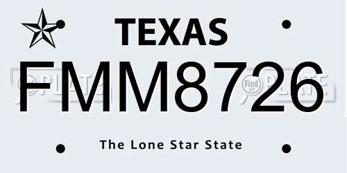 FMM8726 Texas License Plate