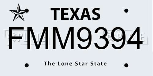 FMM9394 Texas License Plate