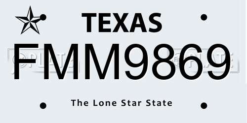 FMM9869 Texas License Plate