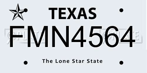 FMN4564 Texas License Plate