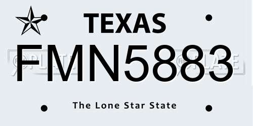 FMN5883 Texas License Plate