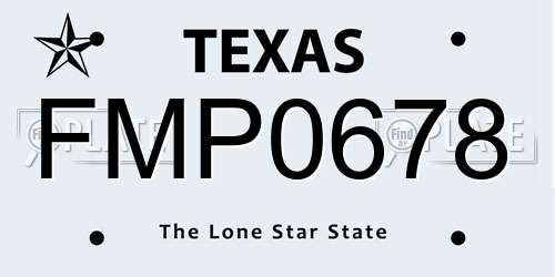 FMP0678 Texas License Plate