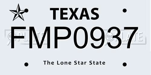 FMP0937 Texas License Plate