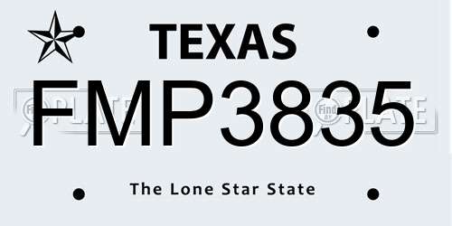 FMP3835 Texas License Plate