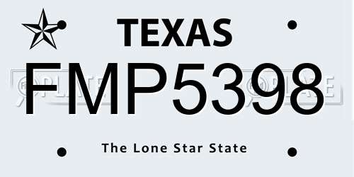 FMP5398 Texas License Plate
