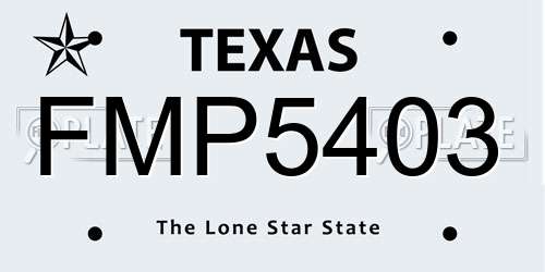 FMP5403 Texas License Plate