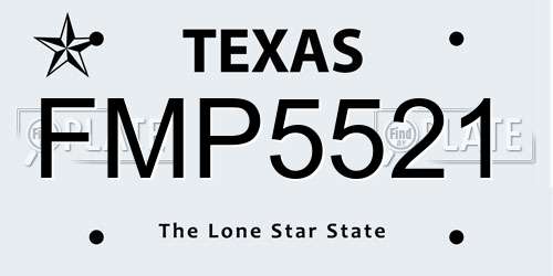 FMP5521 Texas License Plate