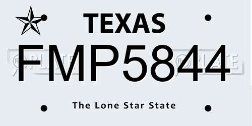 FMP5844 Texas License Plate