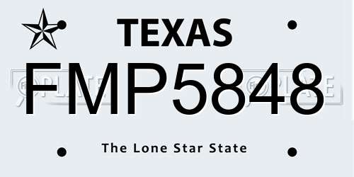 FMP5848 Texas License Plate