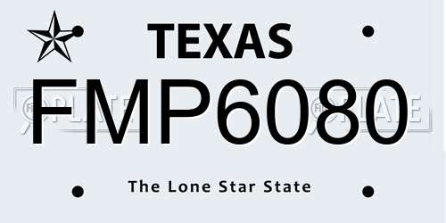 FMP6080 Texas License Plate