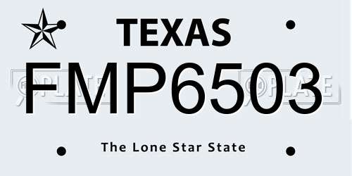 FMP6503 Texas License Plate