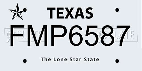 FMP6587 Texas License Plate