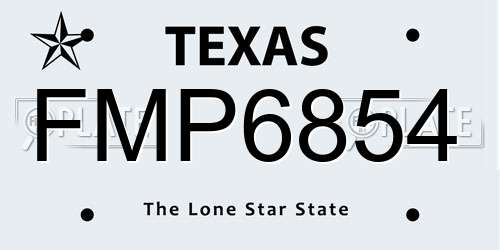 FMP6854 Texas License Plate