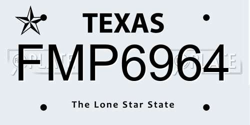 FMP6964 Texas License Plate