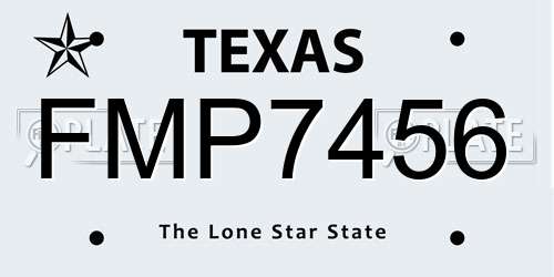 FMP7456 Texas License Plate