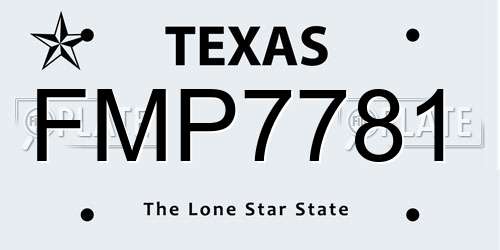 FMP7781 Texas License Plate