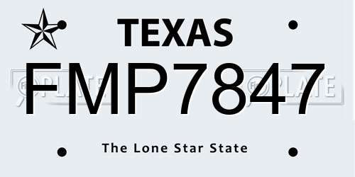 FMP7847 Texas License Plate