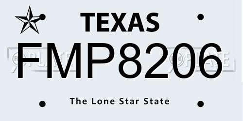 FMP8206 Texas License Plate