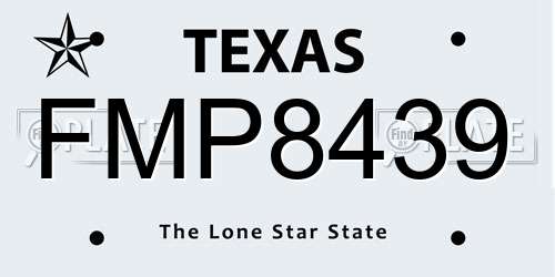 FMP8439 Texas License Plate