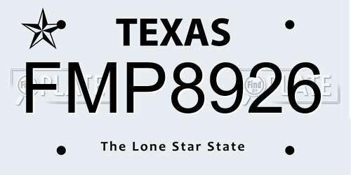 FMP8926 Texas License Plate