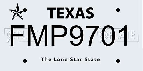 FMP9701 Texas License Plate
