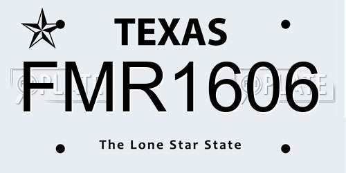 FMR1606 Texas License Plate