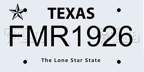 FMR1926 Texas License Plate