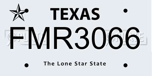FMR3066 Texas License Plate