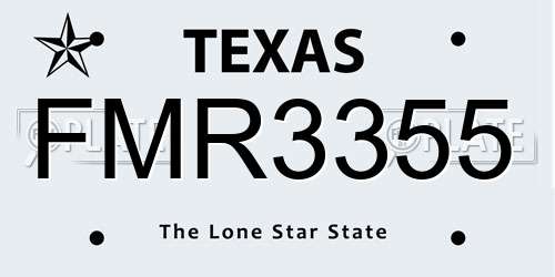 FMR3355 Texas License Plate