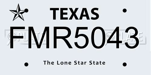 FMR5043 Texas License Plate