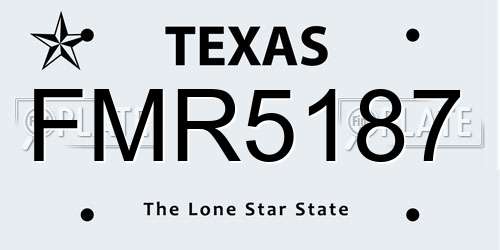 FMR5187 Texas License Plate