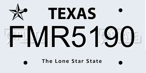 FMR5190 Texas License Plate