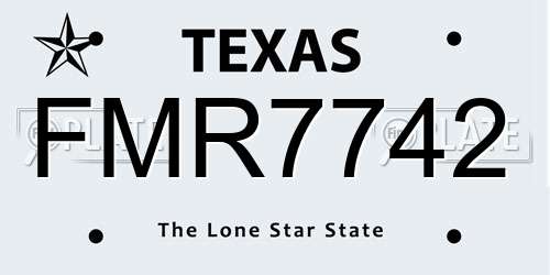 FMR7742 Texas License Plate