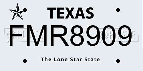 FMR8909 Texas License Plate