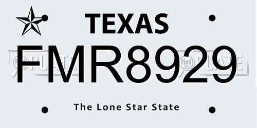 FMR8929 Texas License Plate