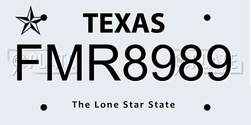 FMR8989 Texas License Plate